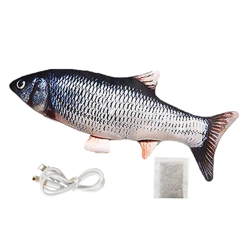 Peste Electric pentru Pisici - Plus Moale, USB si Pliculet Iarba Pisicii Inclus, 28 cm, Gri